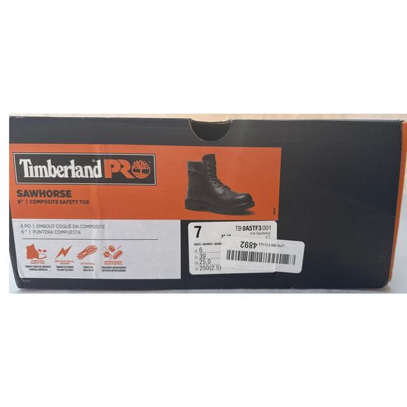 Timberland PRO Work Boot Sawhorse 6" Men's 7 Composite Toe Black Leather EH, WP - Picture 11 of 11